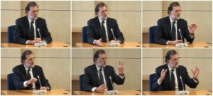 AFP Photo./ Diferentes gestos de Rajoy durante las dos horas que duró su declaración como testigo en casos de corrupción en el PP